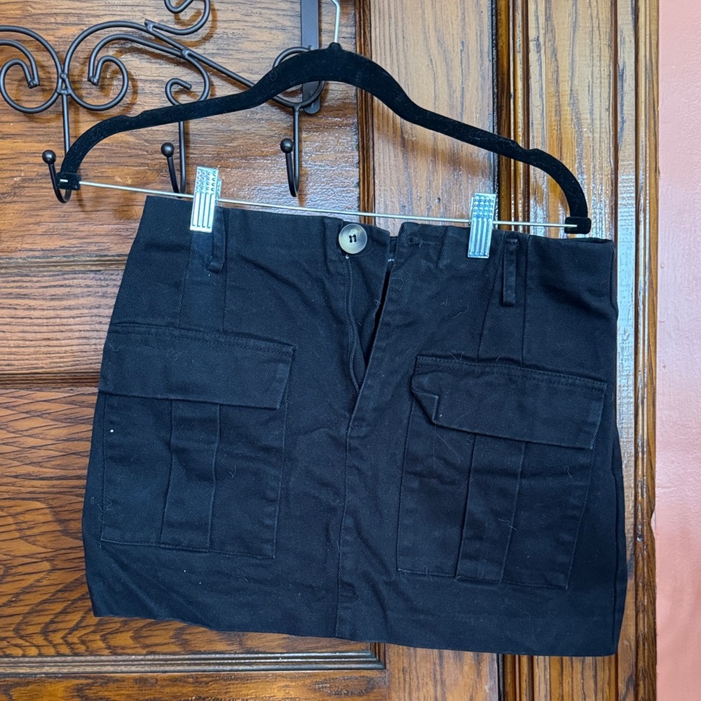 Zara Black Mini Skirt with Front Patch Pockets